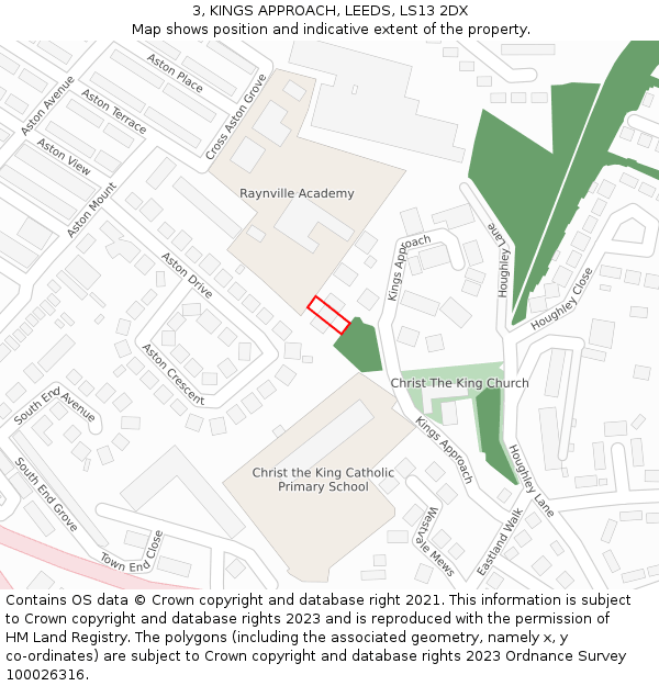 3, KINGS APPROACH, LEEDS, LS13 2DX: Location map and indicative extent of plot