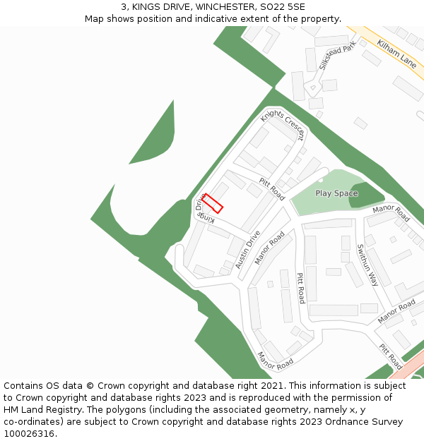 3, KINGS DRIVE, WINCHESTER, SO22 5SE: Location map and indicative extent of plot