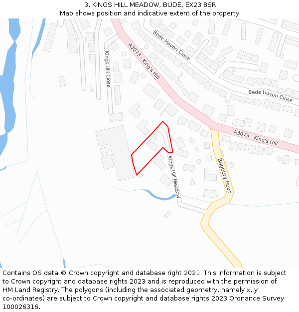 3, KINGS HILL MEADOW, BUDE, EX23 8SR: Location map and indicative extent of plot
