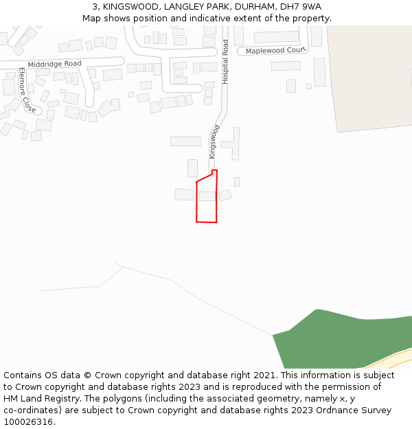 3, KINGSWOOD, LANGLEY PARK, DURHAM, DH7 9WA: Location map and indicative extent of plot