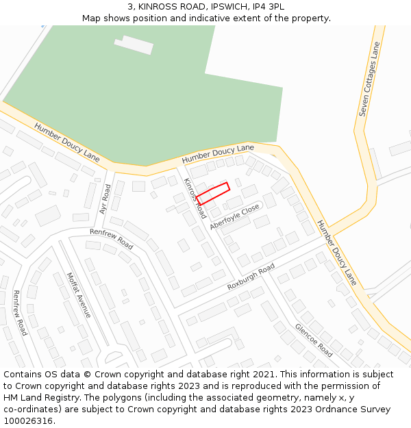 3, KINROSS ROAD, IPSWICH, IP4 3PL: Location map and indicative extent of plot
