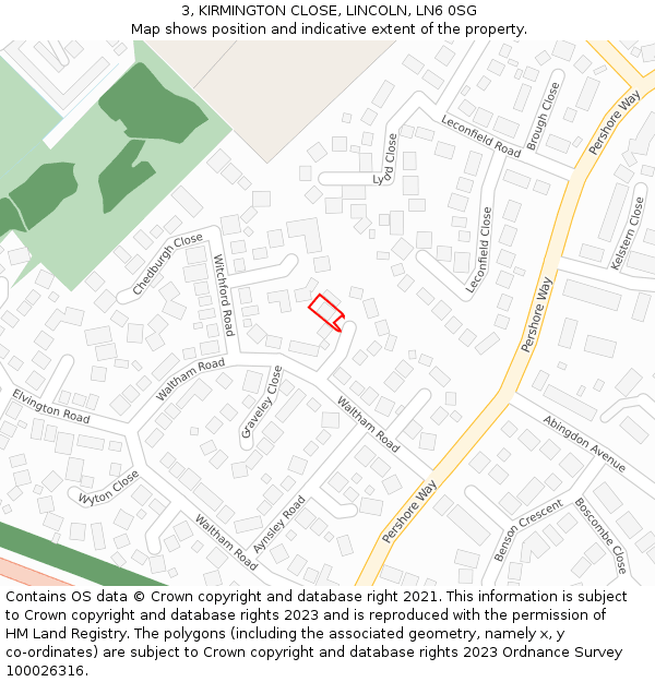 3, KIRMINGTON CLOSE, LINCOLN, LN6 0SG: Location map and indicative extent of plot