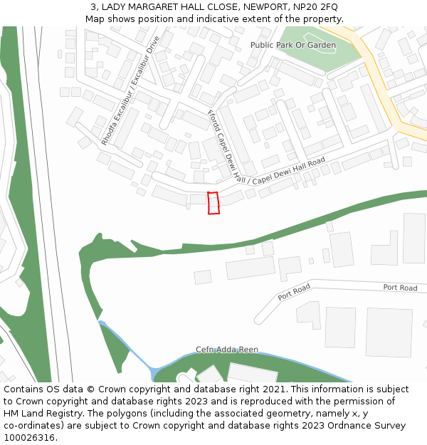 3, LADY MARGARET HALL CLOSE, NEWPORT, NP20 2FQ: Location map and indicative extent of plot