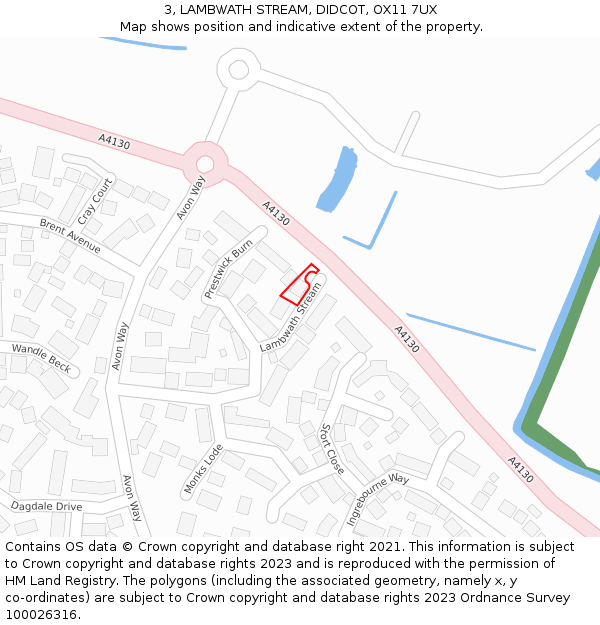 3, LAMBWATH STREAM, DIDCOT, OX11 7UX: Location map and indicative extent of plot