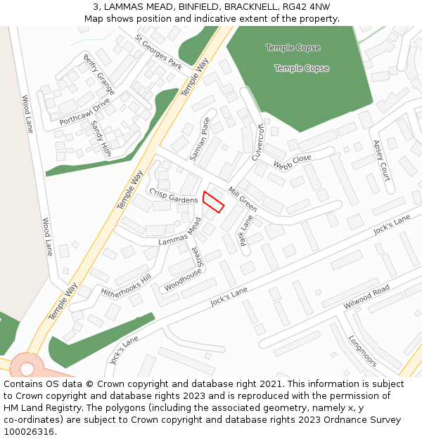 3, LAMMAS MEAD, BINFIELD, BRACKNELL, RG42 4NW: Location map and indicative extent of plot