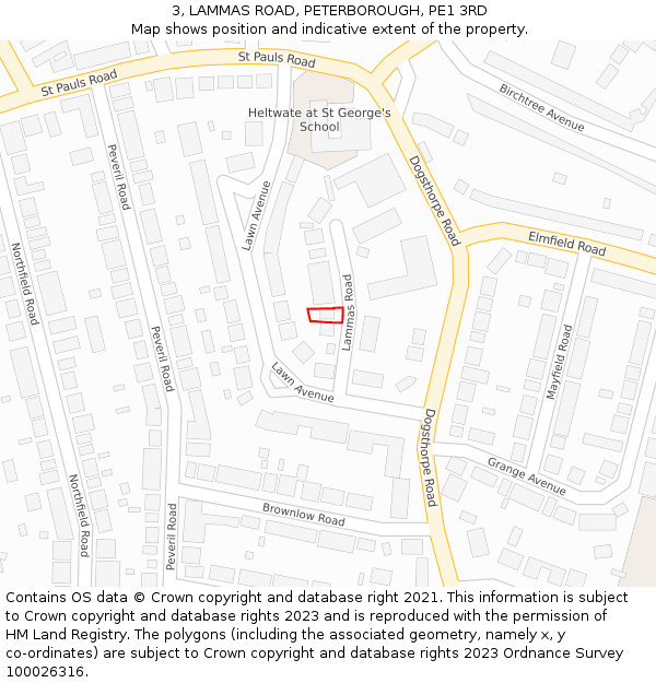 3, LAMMAS ROAD, PETERBOROUGH, PE1 3RD: Location map and indicative extent of plot