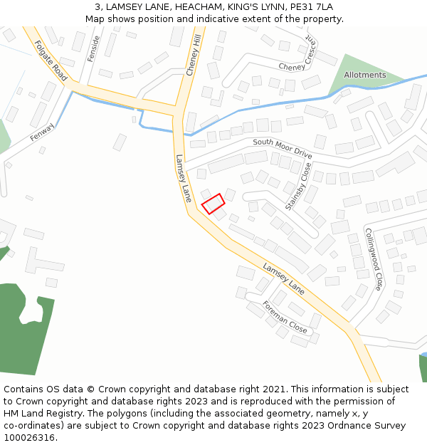 3, LAMSEY LANE, HEACHAM, KING'S LYNN, PE31 7LA: Location map and indicative extent of plot