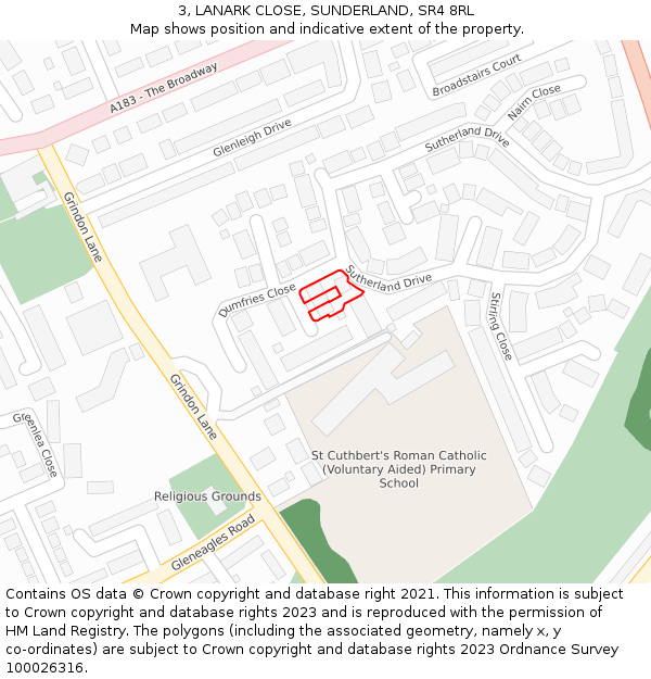 3, LANARK CLOSE, SUNDERLAND, SR4 8RL: Location map and indicative extent of plot