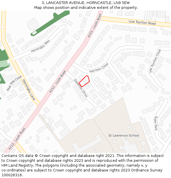 3, LANCASTER AVENUE, HORNCASTLE, LN9 5EW: Location map and indicative extent of plot