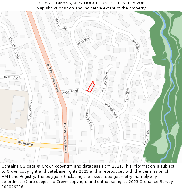 3, LANDEDMANS, WESTHOUGHTON, BOLTON, BL5 2QB: Location map and indicative extent of plot