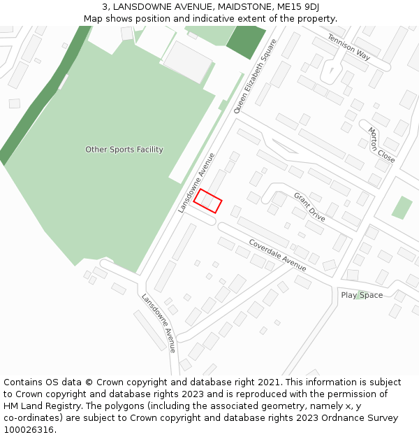 3, LANSDOWNE AVENUE, MAIDSTONE, ME15 9DJ: Location map and indicative extent of plot