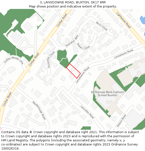 3, LANSDOWNE ROAD, BUXTON, SK17 6RR: Location map and indicative extent of plot