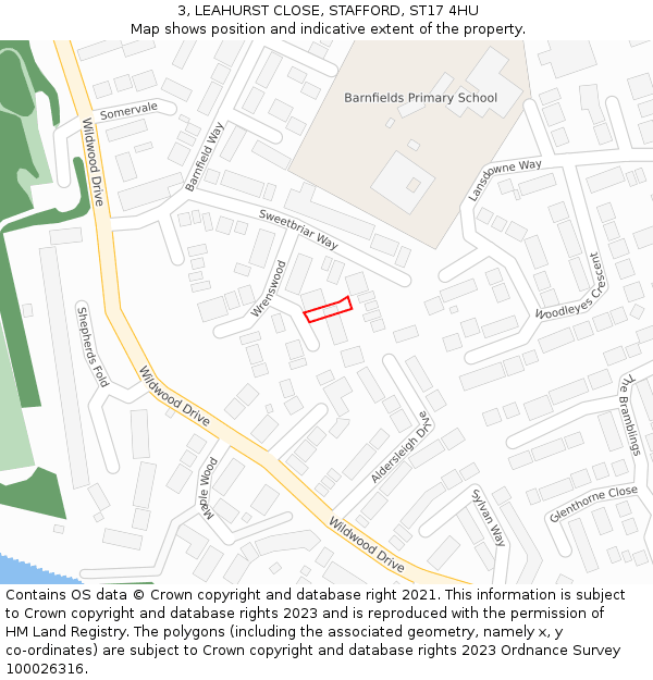 3, LEAHURST CLOSE, STAFFORD, ST17 4HU: Location map and indicative extent of plot