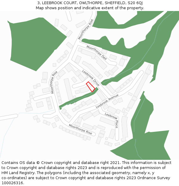 3, LEEBROOK COURT, OWLTHORPE, SHEFFIELD, S20 6QJ: Location map and indicative extent of plot