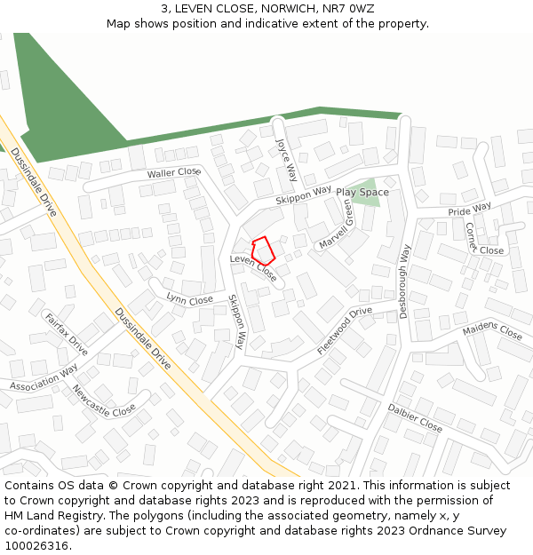 3, LEVEN CLOSE, NORWICH, NR7 0WZ: Location map and indicative extent of plot
