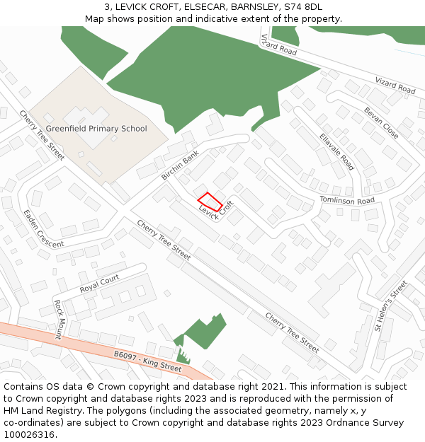 3, LEVICK CROFT, ELSECAR, BARNSLEY, S74 8DL: Location map and indicative extent of plot