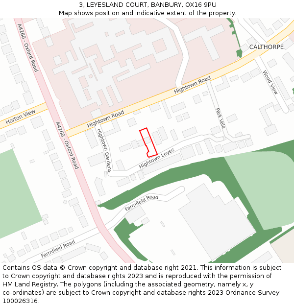3, LEYESLAND COURT, BANBURY, OX16 9PU: Location map and indicative extent of plot