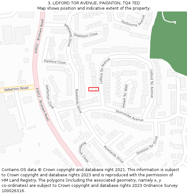 3, LIDFORD TOR AVENUE, PAIGNTON, TQ4 7ED: Location map and indicative extent of plot