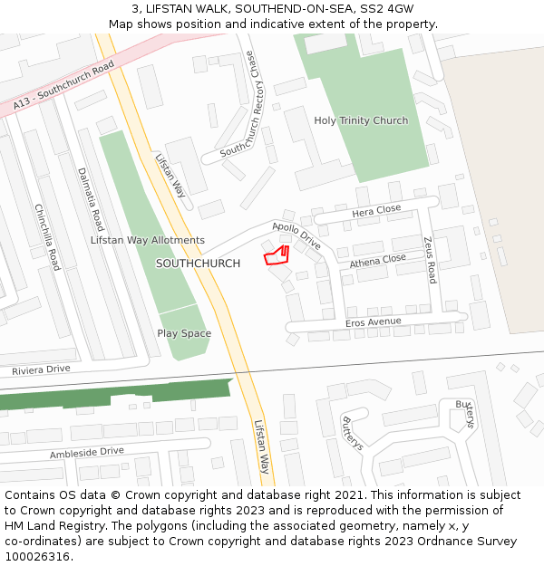3, LIFSTAN WALK, SOUTHEND-ON-SEA, SS2 4GW: Location map and indicative extent of plot