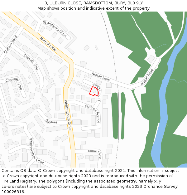 3, LILBURN CLOSE, RAMSBOTTOM, BURY, BL0 9LY: Location map and indicative extent of plot