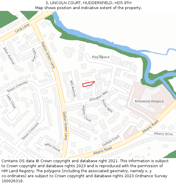 3, LINCOLN COURT, HUDDERSFIELD, HD5 9TH: Location map and indicative extent of plot