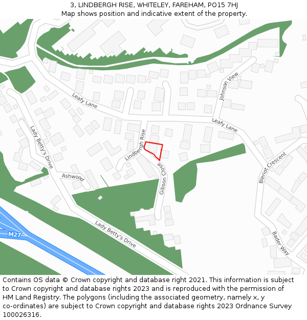 3, LINDBERGH RISE, WHITELEY, FAREHAM, PO15 7HJ: Location map and indicative extent of plot