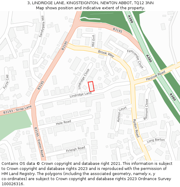 3, LINDRIDGE LANE, KINGSTEIGNTON, NEWTON ABBOT, TQ12 3NN: Location map and indicative extent of plot