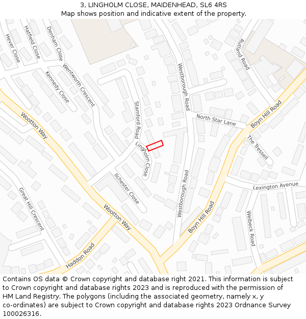 3, LINGHOLM CLOSE, MAIDENHEAD, SL6 4RS: Location map and indicative extent of plot