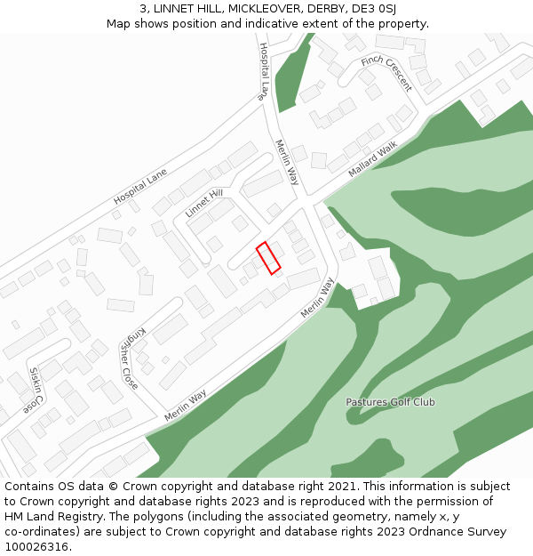 3, LINNET HILL, MICKLEOVER, DERBY, DE3 0SJ: Location map and indicative extent of plot