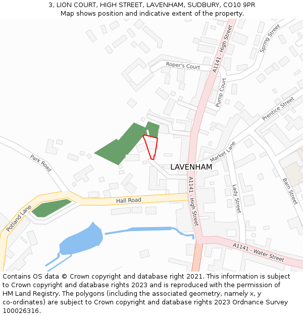 3, LION COURT, HIGH STREET, LAVENHAM, SUDBURY, CO10 9PR: Location map and indicative extent of plot