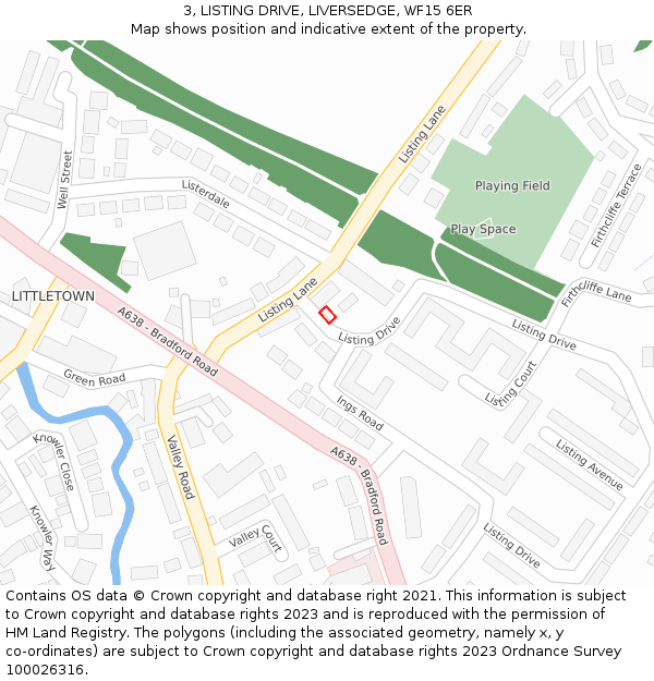 3, LISTING DRIVE, LIVERSEDGE, WF15 6ER: Location map and indicative extent of plot