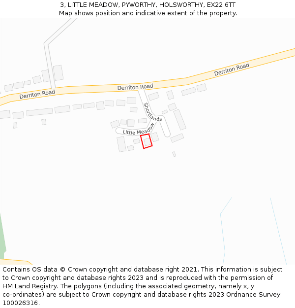 3, LITTLE MEADOW, PYWORTHY, HOLSWORTHY, EX22 6TT: Location map and indicative extent of plot