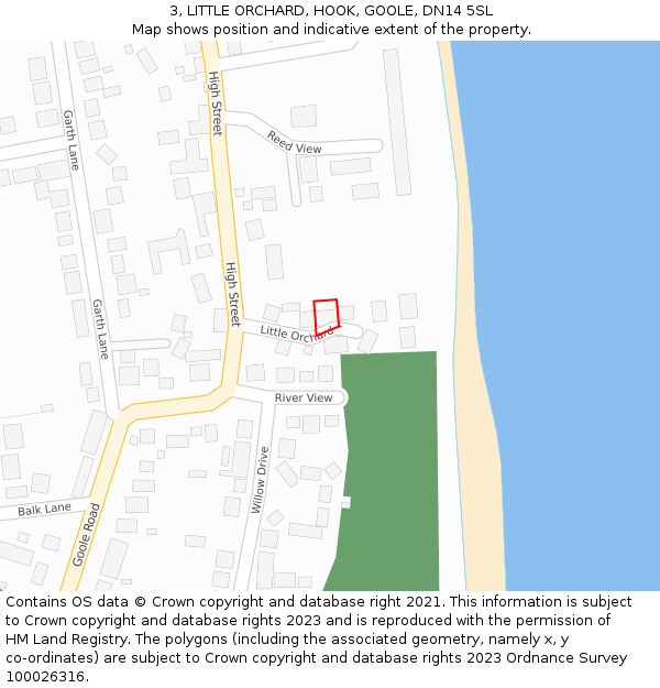 3, LITTLE ORCHARD, HOOK, GOOLE, DN14 5SL: Location map and indicative extent of plot