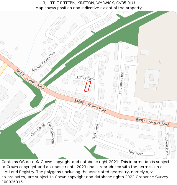 3, LITTLE PITTERN, KINETON, WARWICK, CV35 0LU: Location map and indicative extent of plot