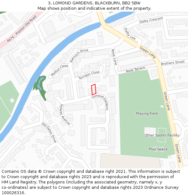 3, LOMOND GARDENS, BLACKBURN, BB2 5BW: Location map and indicative extent of plot