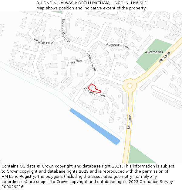 3, LONDINIUM WAY, NORTH HYKEHAM, LINCOLN, LN6 9LF: Location map and indicative extent of plot