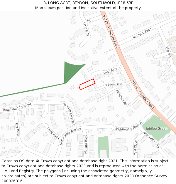 3, LONG ACRE, REYDON, SOUTHWOLD, IP18 6RP: Location map and indicative extent of plot