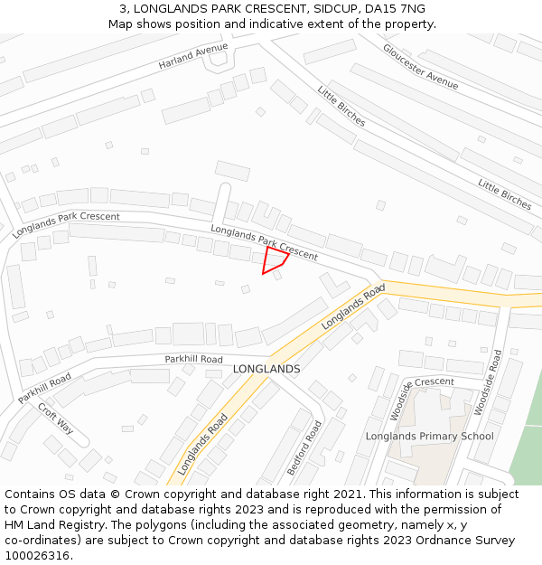 3, LONGLANDS PARK CRESCENT, SIDCUP, DA15 7NG: Location map and indicative extent of plot