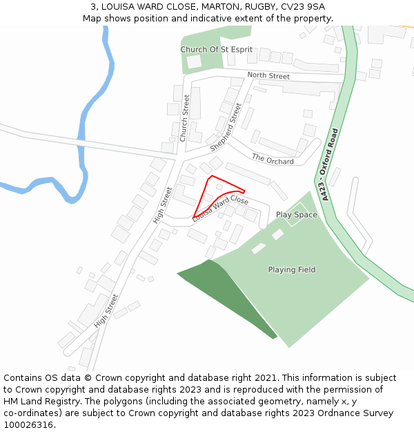 3, LOUISA WARD CLOSE, MARTON, RUGBY, CV23 9SA: Location map and indicative extent of plot