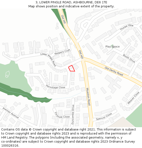 3, LOWER PINGLE ROAD, ASHBOURNE, DE6 1TE: Location map and indicative extent of plot