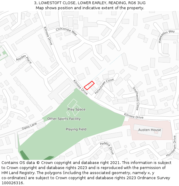 3, LOWESTOFT CLOSE, LOWER EARLEY, READING, RG6 3UG: Location map and indicative extent of plot