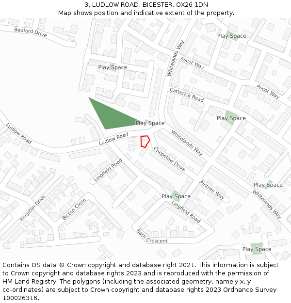 3, LUDLOW ROAD, BICESTER, OX26 1DN: Location map and indicative extent of plot