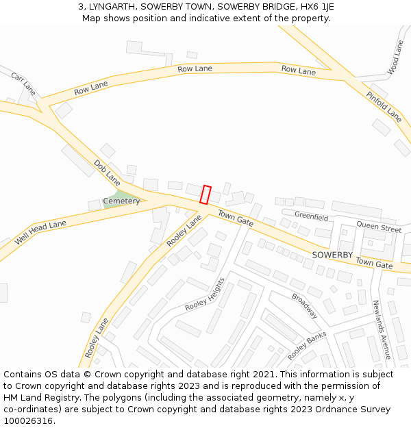 3, LYNGARTH, SOWERBY TOWN, SOWERBY BRIDGE, HX6 1JE: Location map and indicative extent of plot