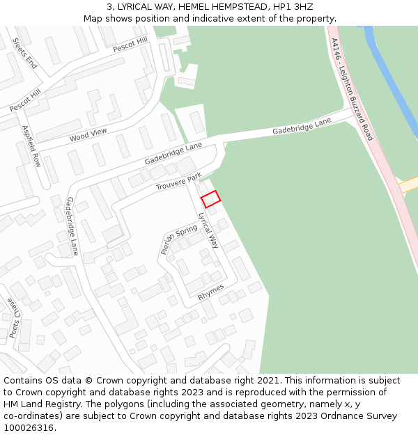 3, LYRICAL WAY, HEMEL HEMPSTEAD, HP1 3HZ: Location map and indicative extent of plot