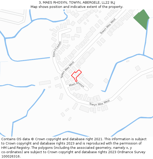 3, MAES RHOSYN, TOWYN, ABERGELE, LL22 9LJ: Location map and indicative extent of plot