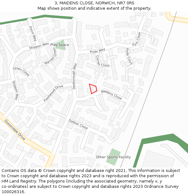 3, MAIDENS CLOSE, NORWICH, NR7 0RS: Location map and indicative extent of plot