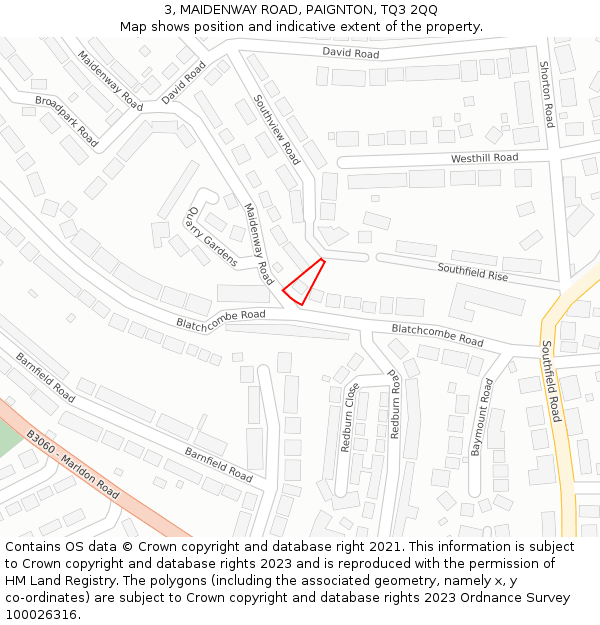 3, MAIDENWAY ROAD, PAIGNTON, TQ3 2QQ: Location map and indicative extent of plot
