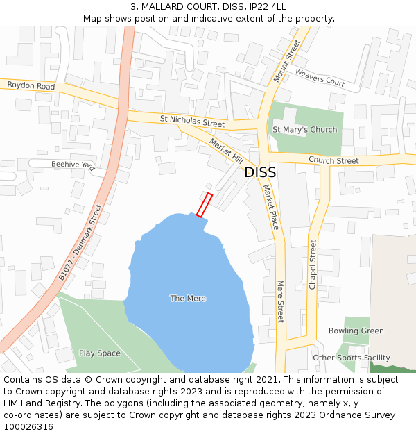 3, MALLARD COURT, DISS, IP22 4LL: Location map and indicative extent of plot