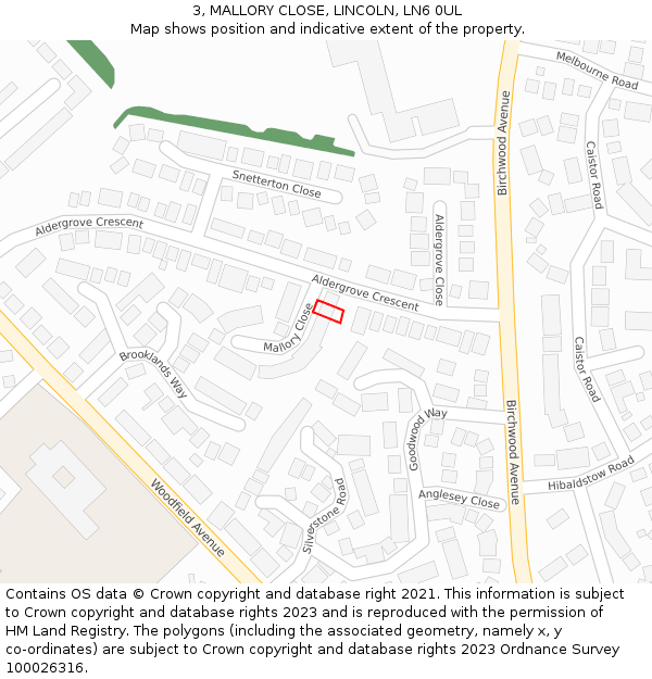 3, MALLORY CLOSE, LINCOLN, LN6 0UL: Location map and indicative extent of plot