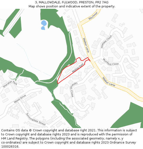3, MALLOWDALE, FULWOOD, PRESTON, PR2 7AG: Location map and indicative extent of plot